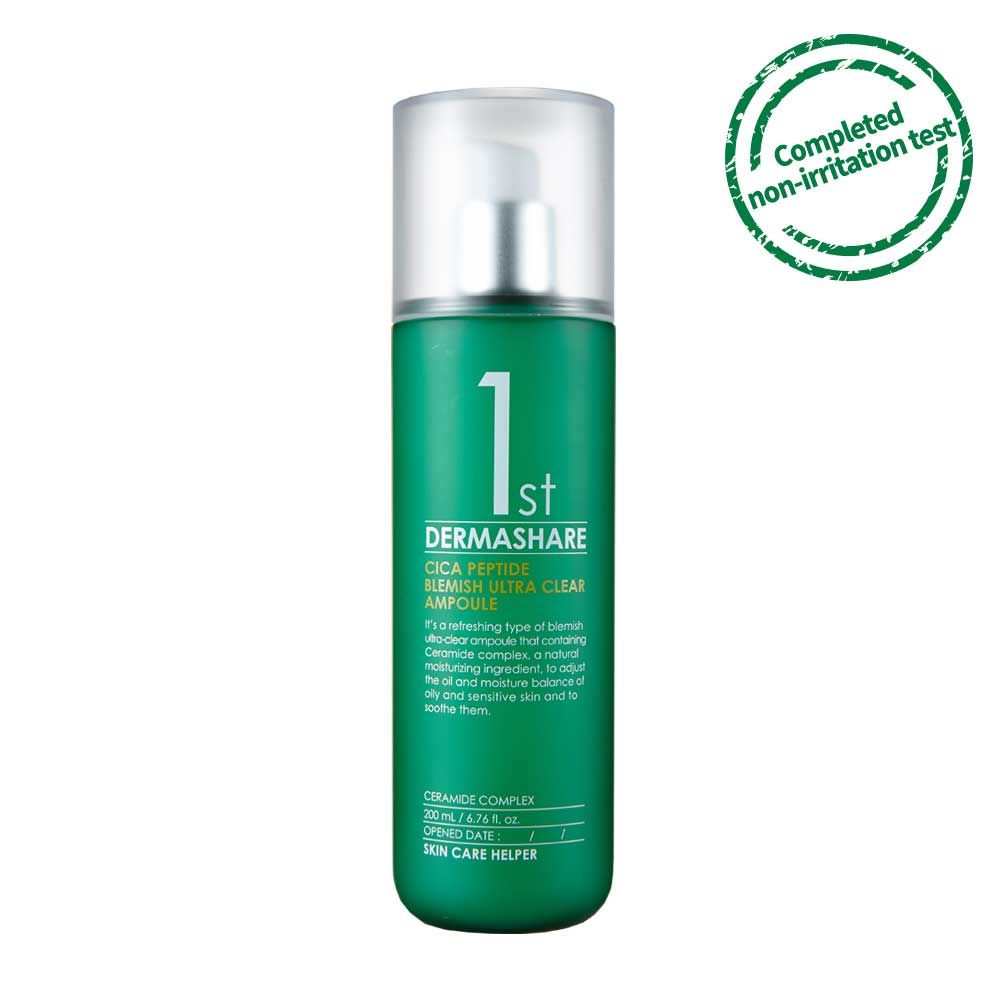 DERMASHARE First Cica Peptide Blemish Ultra Clear Ampoule 200ml Large Capacity Hydrating Serum _ Made in Korea